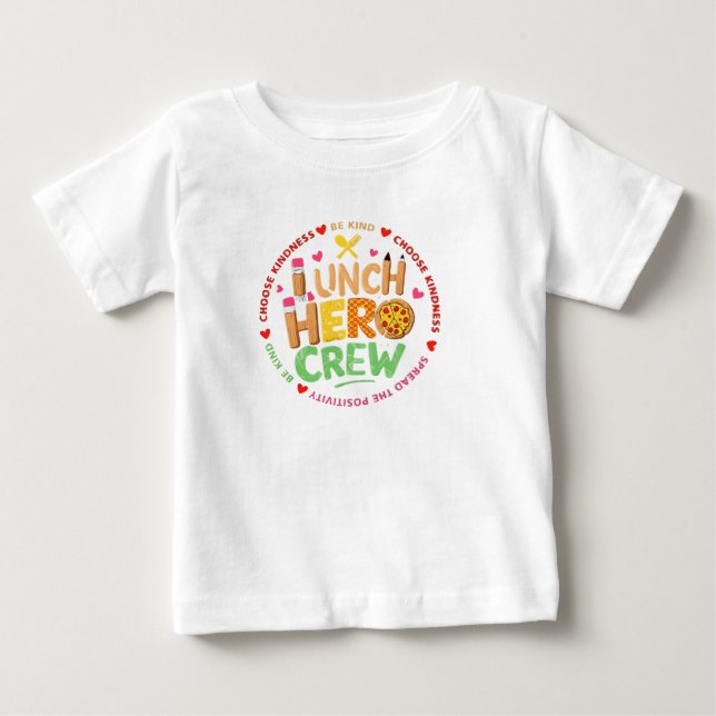 Bebé Camiseta Lunch Hero Crew, Señora Equipo de Cafeter (Anverso)