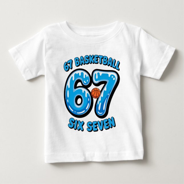 Bebé Camiseta Meme de Deportes 67 Basketball Six Seven (Anverso)