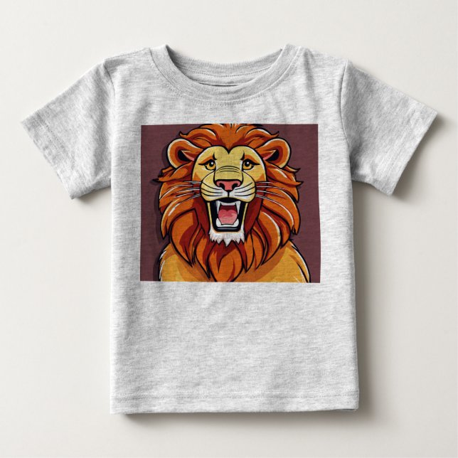 Bebé Camiseta Monocromática Con Logotipo De León Geomét (Anverso)