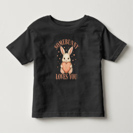 Bebé Camiseta negra de conejito lindo Somebunny Loves Y