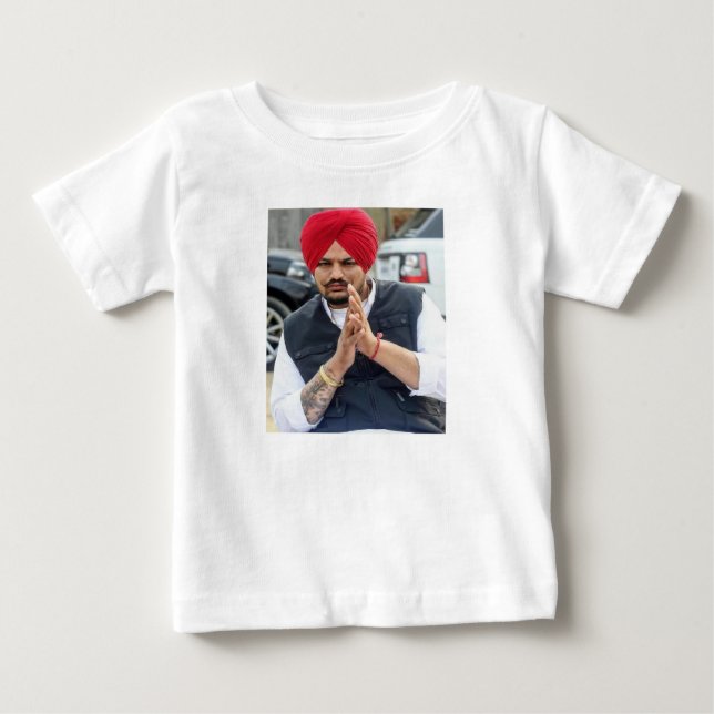 Bebé Camiseta para bebés con foto de Sidhu Moose Wala (Anverso)