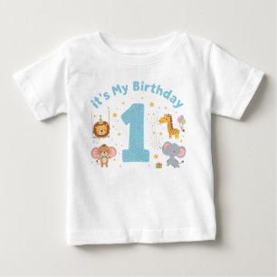 Bebé Camiseta para Cumpleaños de Niño de 1 Año Animales