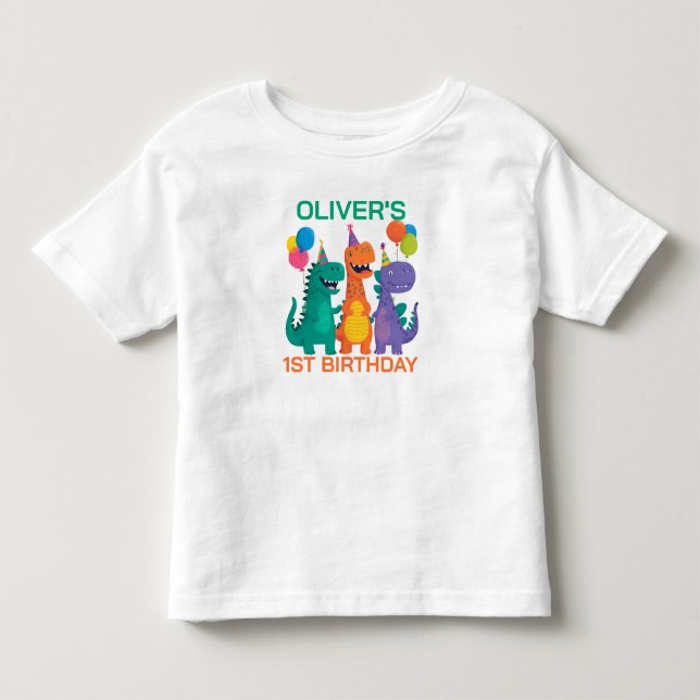 Bebé Camiseta para el 1er Cumpleaños de Little Dino (Anverso)