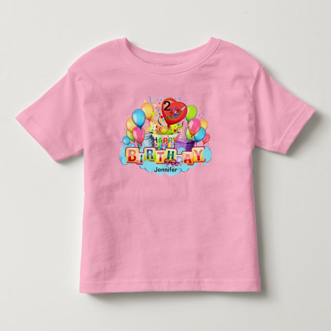 Bebé Camiseta para niñas pastel de cumpleaños TU NOMBRE (Anverso)