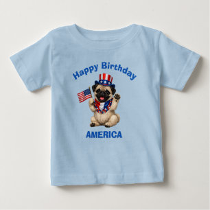 Bebé Camiseta para niño Patriótica de cachorro Pug (2g)