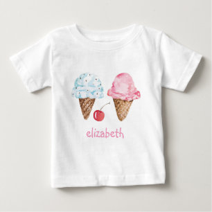 BEBÉ CAMISETA PARA NIÑOS : CREMAS DE HIELO + NOMBRE