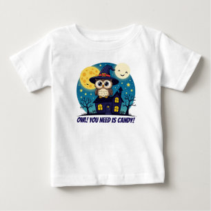 Bebé Camiseta para niños de Halloween de búho y casa em