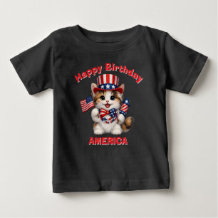Bebé Camiseta para niños patriótica de gatito bronceado