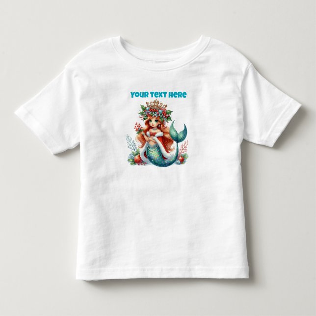 Bebé Camiseta para niños Sirena de Navidad - Texto Edit (Anverso)