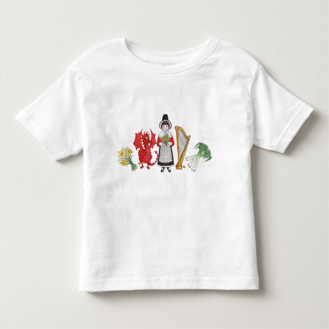 Bebé Camiseta pequeña: Dragón de Daffodils galés arroja (Anverso)