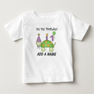 Bebé Camiseta personalizada 1r cumpleaños de la tortuga