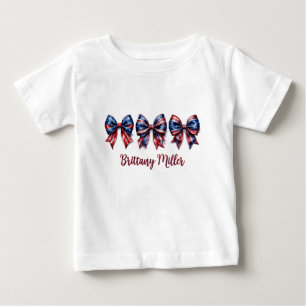 Bebé Camiseta personalizada con lazo de bandera de EE. 