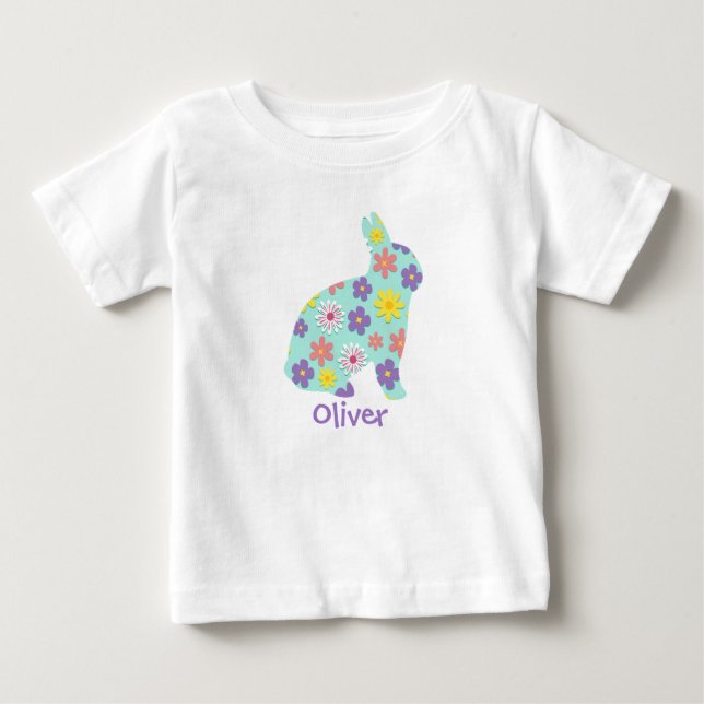 Bebé Camiseta personalizada con nombre de conejo de Pas (Anverso)