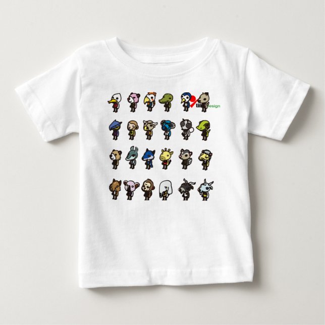 Bebé Camiseta personalizada de animales adorables de la (Anverso)