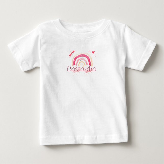 Bebé Camiseta personalizada de arcoíris de acuarela par (Anverso)