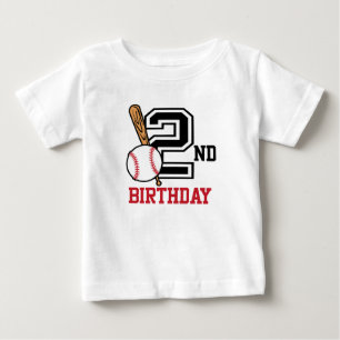 Bebé Camiseta personalizada de béisbol de 2º cumpleaños