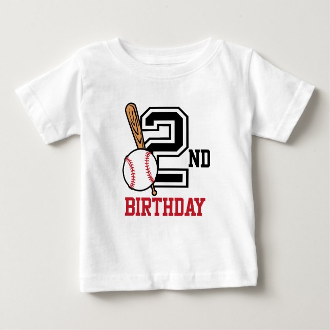 Bebé Camiseta personalizada de béisbol de 2º cumpleaños (Anverso)