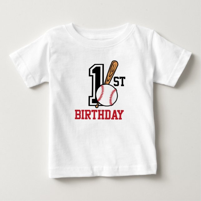 Bebé Camiseta personalizada de béisbol de primer cumple (Anverso)