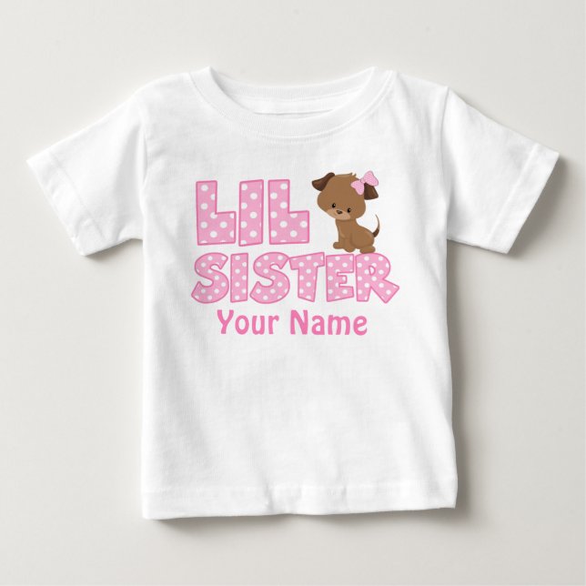 Bebé Camiseta Personalizada De Cachorro Rosa (Anverso)