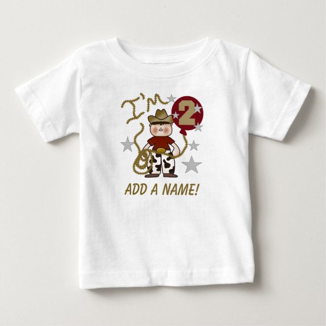 Bebé Camiseta personalizada de Cowboy 2º cumpleaños (Anverso)