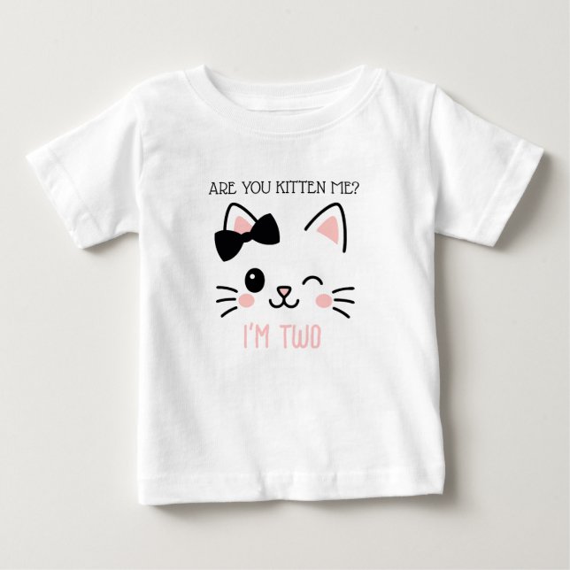 Bebé Camiseta personalizada de cumpleaños de gatito par (Anverso)