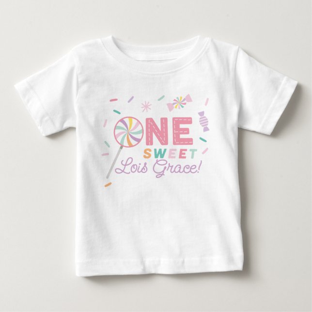 Bebé Camiseta personalizada de cumpleaños dulce para el (Anverso)