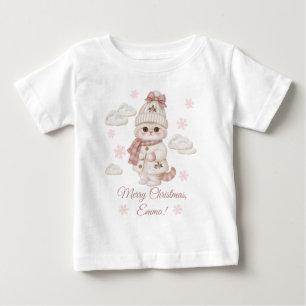 Bebé Camiseta Personalizada de Gatito de Navidad