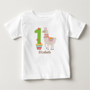 Bebé camiseta personalizada de llama linda para primer 