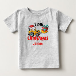 Bebé Camiseta personalizada de Navidad con excavadora