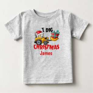 Bebé Camiseta personalizada de Navidad con excavadora