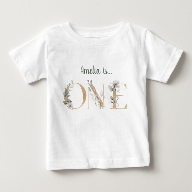 Bebé Camiseta personalizada de primer cumpleaños (Anverso)