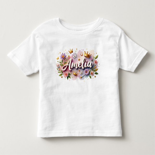 Bebé Camiseta personalizada de princesa floral para niñ (Anverso)