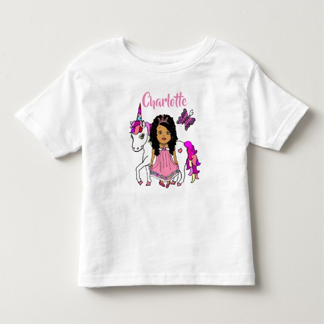 Bebé Camiseta Personalizada de Princesa y Unicornio (Anverso)
