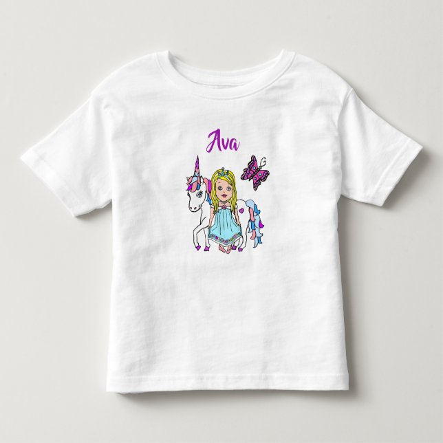 Bebé Camiseta personalizada de princesa y unicornio bon (Anverso)