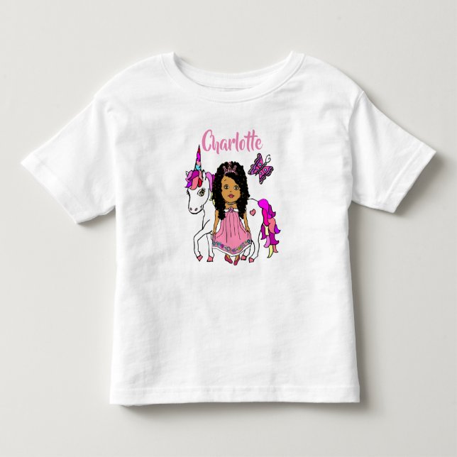 Bebé Camiseta personalizada de princesa y unicornio bon (Anverso)