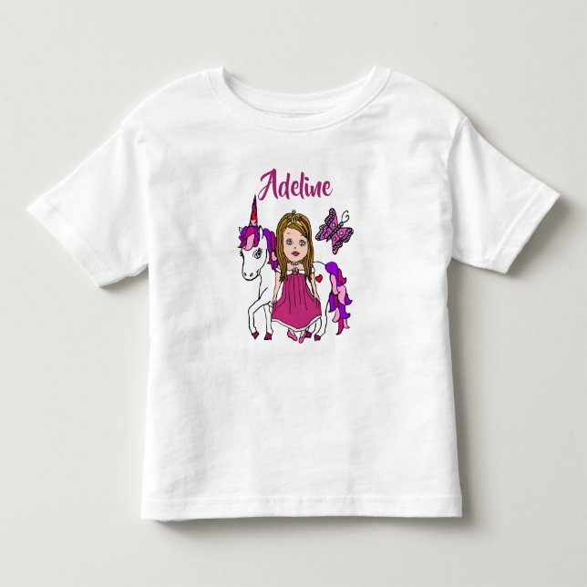 Bebé Camiseta personalizada de princesa y unicornio bon (Anverso)