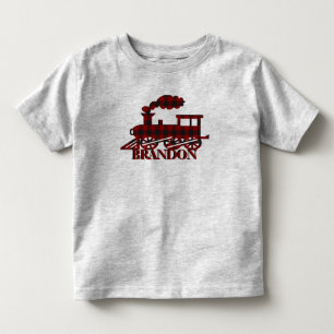 Bebé Camiseta personalizada de tren a cuadros para niño