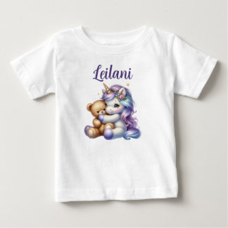 Bebé Camiseta personalizada de unicornio y oso de peluc