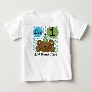 Bebé Camiseta personalizada del cumpleaños del oso de