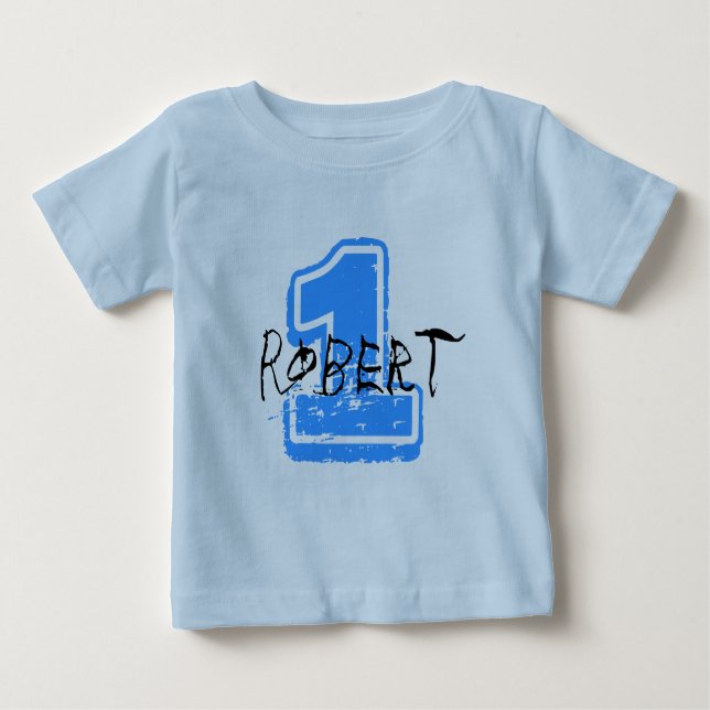 Bebé Camiseta personalizada del nombre y de la edad (Anverso)