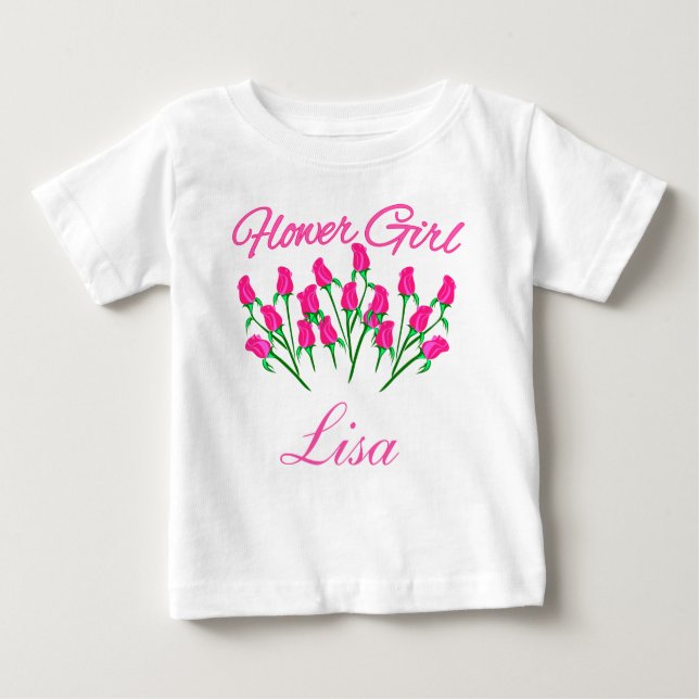 Bebé Camiseta personalizada para chicas de flores (Anverso)