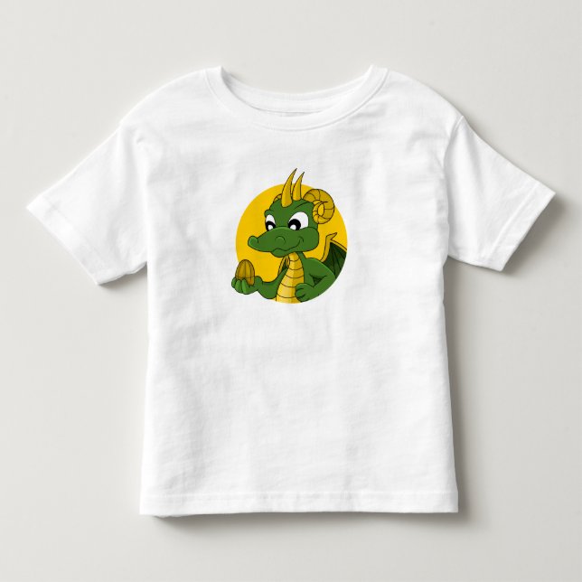 Bebé Camiseta personalizado de dragón verde (Anverso)