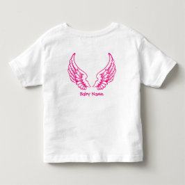 Bebé Camiseta rosa con nombre para niños/as alas de áng