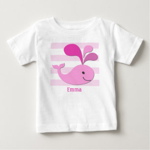 Bebé Camiseta rosa de ballena y franjas