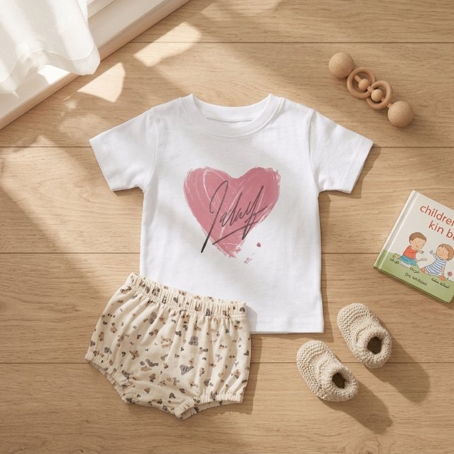 Bebé Camiseta rosa de corazón para niños (Subido por el creador)