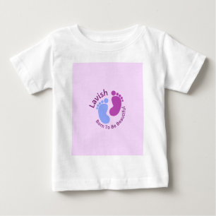 Bebé Camiseta rosa morada de huellas adorables