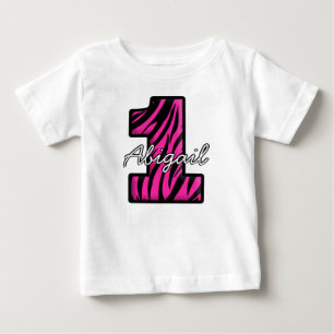 Bebé Camiseta rosa negra de cebra de un año