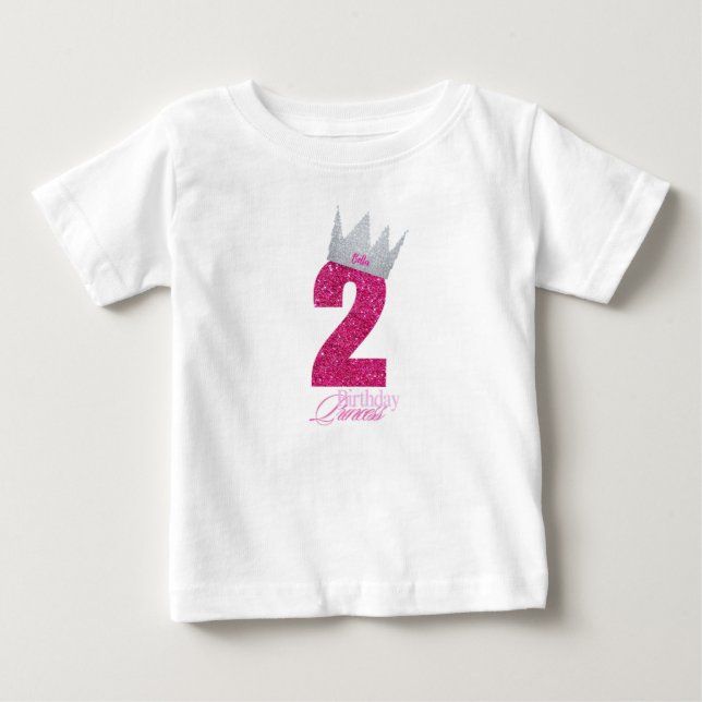 Bebé Camiseta rosa personalizada de corona de princesa  (Anverso)