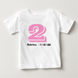 Bebé Camiseta rosa y negra de nombre y edad