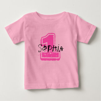 Bebé Camiseta rosada del cumpleaños del nombre y de la